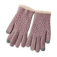 thumbnail image 3 of Jinhomg Womens Touchscreen Finger Gloves Winter Thermal Cable Knitted Gloves Casual Comfy Full Finger Outdoor Gloves Ladies Hiking Cycling Gloves Summer Saving Purple Free Size, 3 of 4