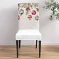 thumbnail image 3 of Chair Covers for Dining Room Set of 4,Christmas Red Poinsettia Flower Bell Stretch Seat Protector Removable Washable Chairs Slipcovers for Kitchen Banquet Wedding Hotel,Xmas Berry Fir Leaves, 3 of 6
