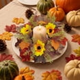 thumbnail image 4 of HHJZPR Artificial Sunflower Candle Ring Wreath,9.84 Inch Fall Mini Wreath for Jar Candle Lantern Thanksgiving Harvest Table Centerpiece Decor, 4 of 6