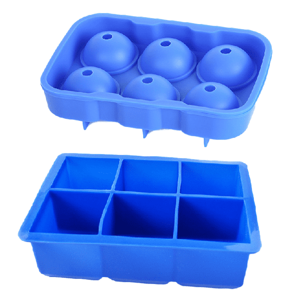 Juego de bandejas de hielo para hacer hielo - Azul 6 agujeros + 6 cuadrados MFZFUKR CPB-US-CJZ25-2