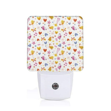 

Sigee Cartoon Birds & Flowers for Night Lights Plug into Wall Dusk to Dawn Sensor Warm White Led Night Light 0.5W for Kid Hallway