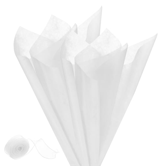 Uxcell 116 Sheets Korean Cotton Flower Wrapping Paper with Ribbon, 12" Milk Cotton Waterproof for Bouquets/Gift Packaging [White]
