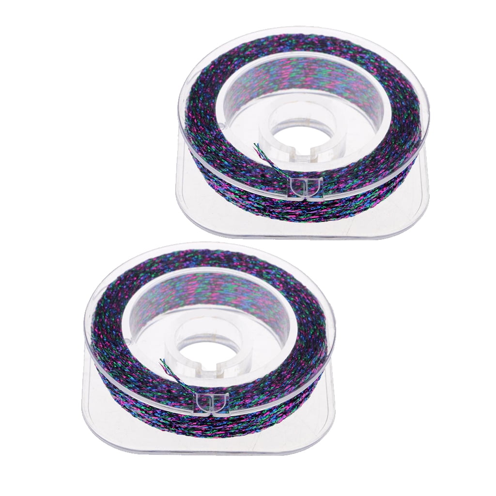 koolsoo 2pcs Nylon Fishing Rod Guide Ring Wrapping Rod Building Metallic Repairing Guide Fixing Threads Purple 50m / 55yds