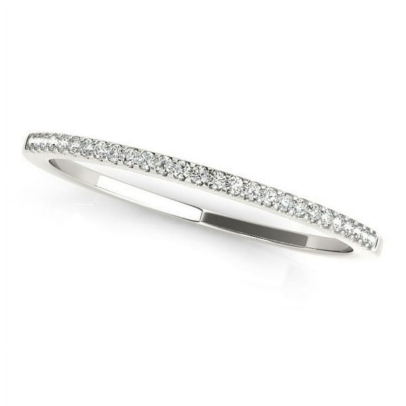 14k White Gold Slim Round Pave Set Wedding Band (1/10 cttw) Size 3