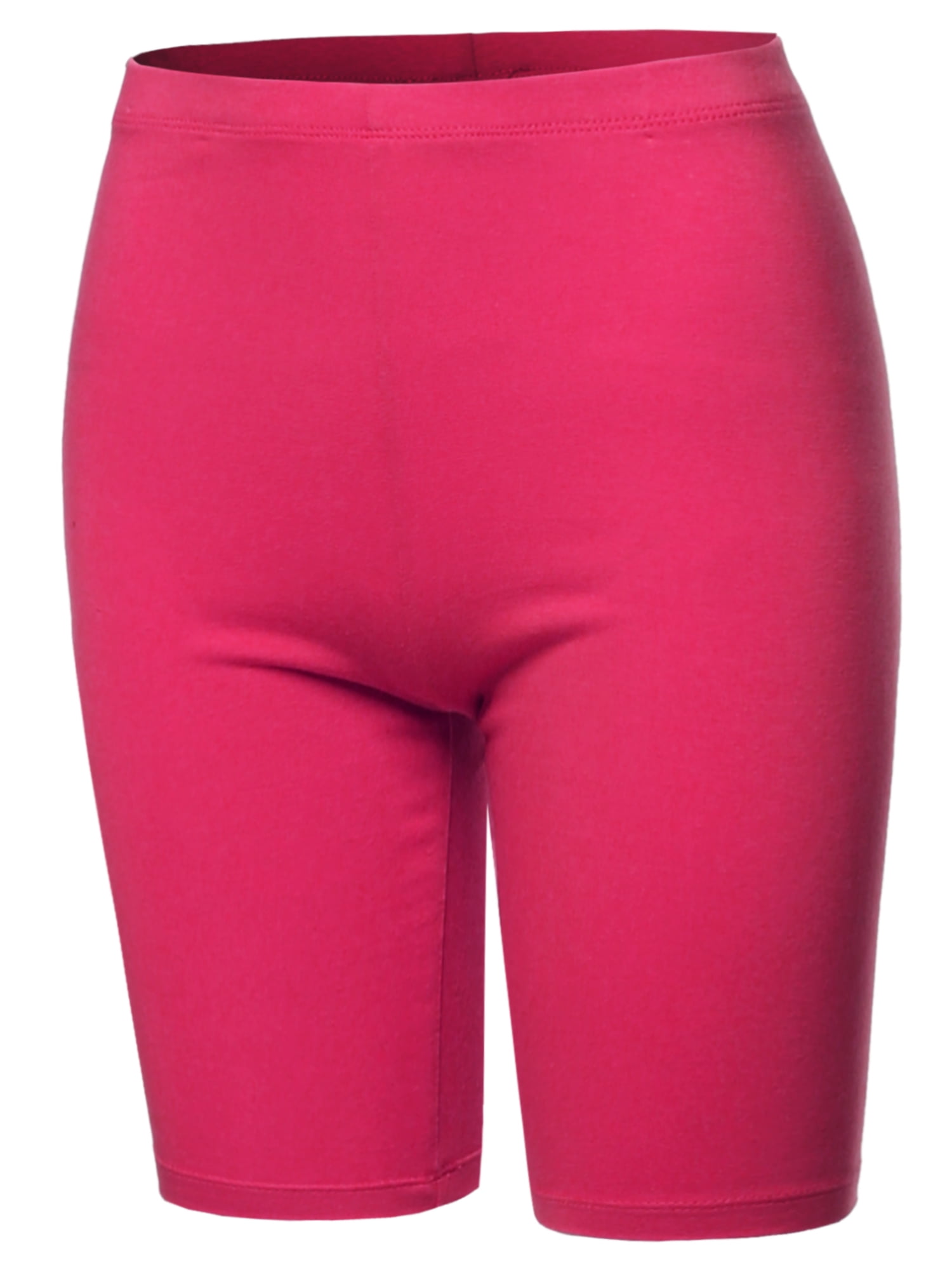 A2Y Women's Basic Solid Premium Cotton Mid Thigh High Rise Biker