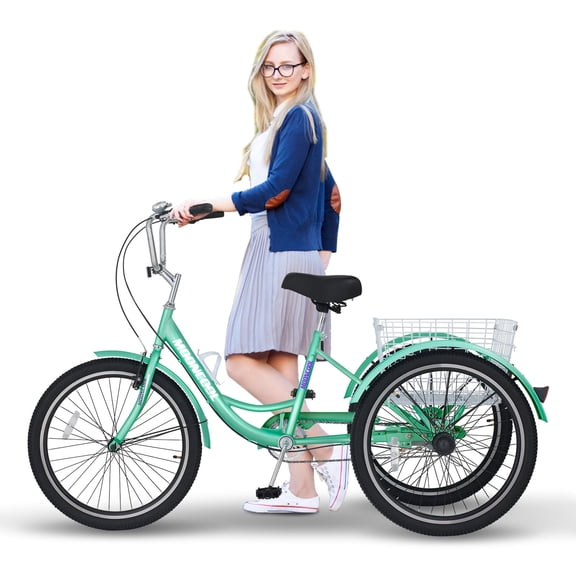 Lilypelle Adult Tricycles 7-Speed 24 inch Three Wheel Bike Cruiser Trike with Low-Step Through Frame/Large Basket for Men, Women, Seniors