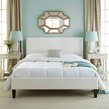 Premier Zurich Twin Upholstered Platform Bed White Leather Premier Zurich Twin Upholstered Platform Bed White Leather