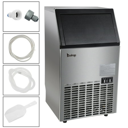 Zimtown Commercial Ice Maker Automatic Built-In Stainless Steel Under counter/Freestanding/Portable Ice Machine for Restaurant Bar, 33lbs Storage Capacity, 100lbs/24h, 5 Accessories (Best Ice Machine For Home Bar)