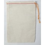 Cotton Muslin Bags w/ Red Hem and Orange Drawstring 3.75 x 4.75 inches Pack of 10