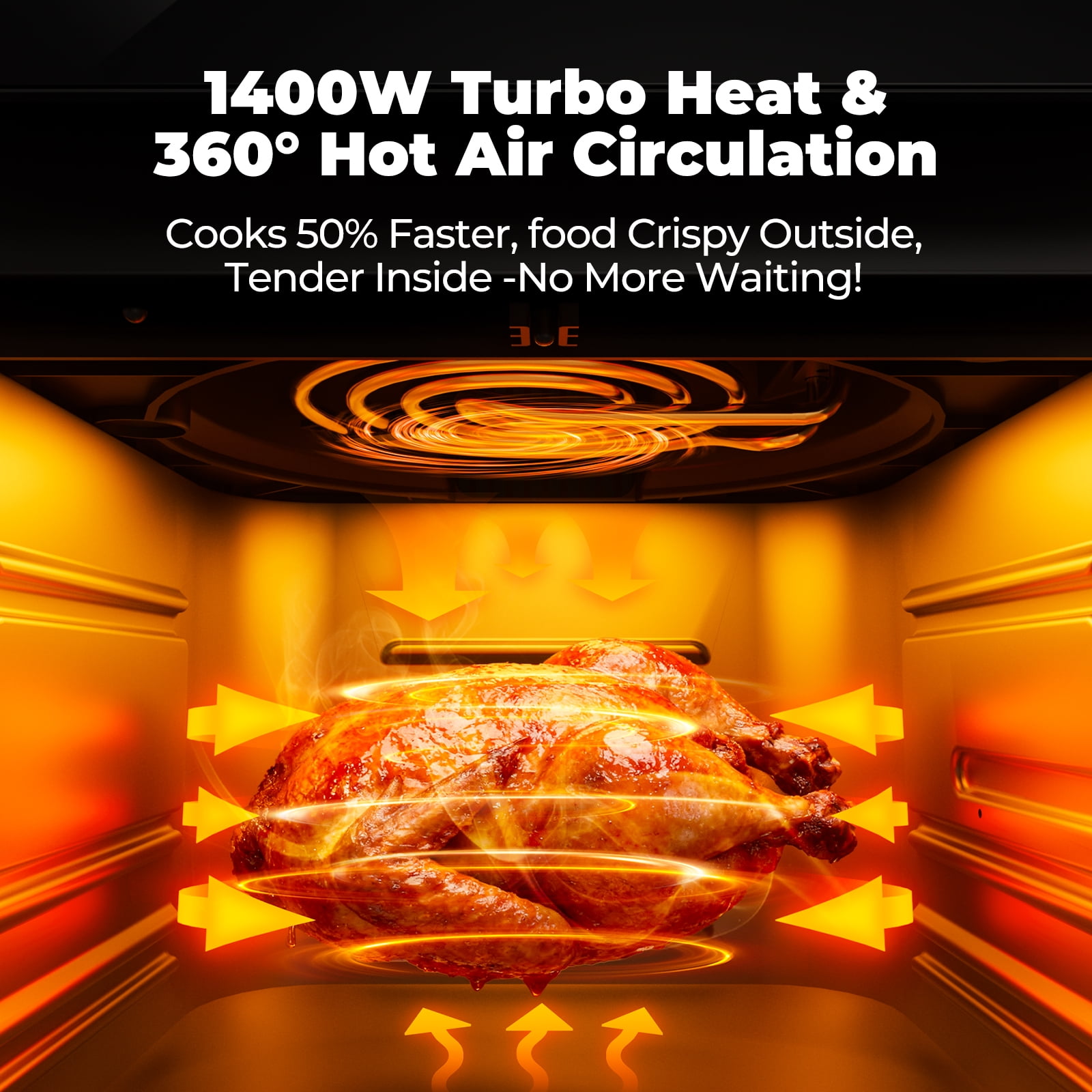 10QT Air Fryer, Toaster Oven with 10 Preset Cooking Mode, Bake, Roast, Reheat, Broiler, Dehydrate, LED Digital Color Display and Visible Window