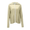 thumbnail image 6 of Alun Womens Upf 50+ Full Zipper Fishing Hoodie Shirt with Facial Occlusion and Thumb Holes Design Lightweight Pure Slim Fit Long Sleeve Hooded Tops with Pockets 1—Beige L, 6 of 8