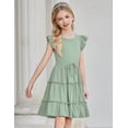 thumbnail image 5 of Arshiner Girl's Summer Dress Ruffle Sleeve Tiered Casual Party Dresses with Pockets, 5 of 6