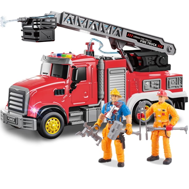 Juguete de camión de bomberos para bricolaje con sonido y luz, rociador de agua de 3 a 5 años
