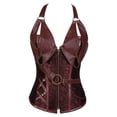 thumbnail image 1 of Corsé de cuero punk de hueso de acero Vintage 14 con cinturón colgante para mujer, ropa moldeadora de cuello, a la moda, 1 of 5