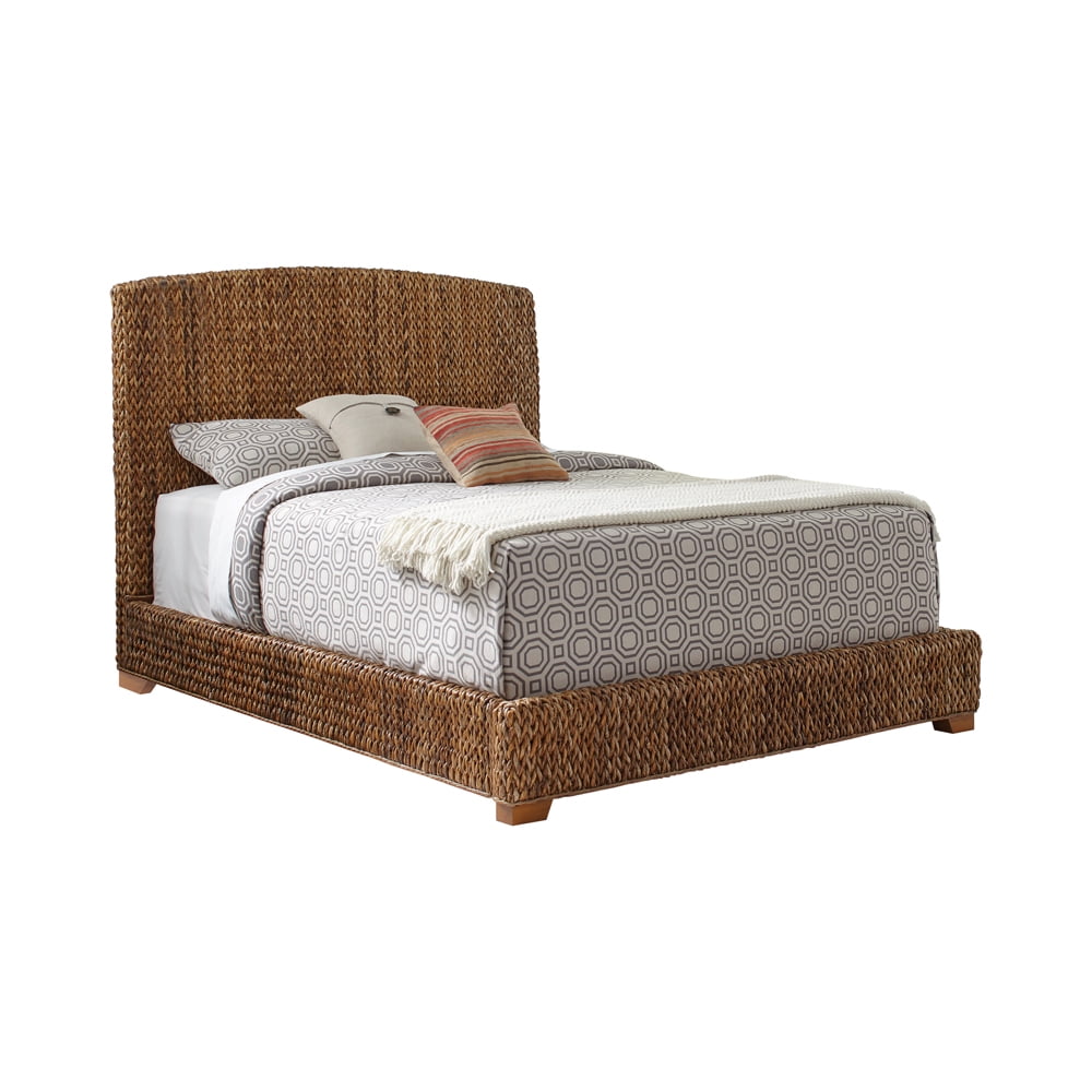 Platform Bed, Eastern King Bed, Natural/Cocoa Brown