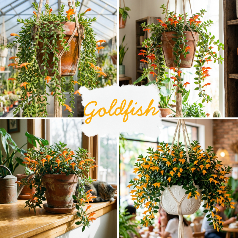 Goldfish Plant Live in 4 Inch Pot, Orange Goldfish Live Plant 4-7" Tall, Trailing Indoor Houseplant for Growing