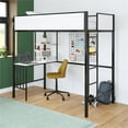 thumbnail image 2 of DreamBuck Twin Size Loft Bed with Desk and Storage Shelves, Metal Twin Loft Bed for Teens Adults with Safety Guardrail and Ladder, Noise Free, White, 2 of 8