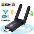 thumbnail image 1 of USB WiFi Adapter 1200Mbps, USB 3.0 WiFi Adapter WiFi for PC Desktop Laptop with Dual Band 2.4GHz/300Mbps, 1 of 5