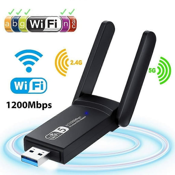USB WiFi Adapter 1200Mbps, USB 3.0 WiFi Adapter WiFi for PC Desktop Laptop with Dual Band 2.4GHz/300Mbps