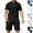 Black, variant on CHUMUD 2 Piece Sets for Men Summer Outfits Sweat Suits Set Tracksuit Short Sleeve Casual Jacquard Sweatshirt & Loose Shorts