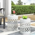 thumbnail image 2 of Outdoor Metal S/2 End Table,White Iron Garden Outdoor Patio Outdoor Tables, 2 of 10