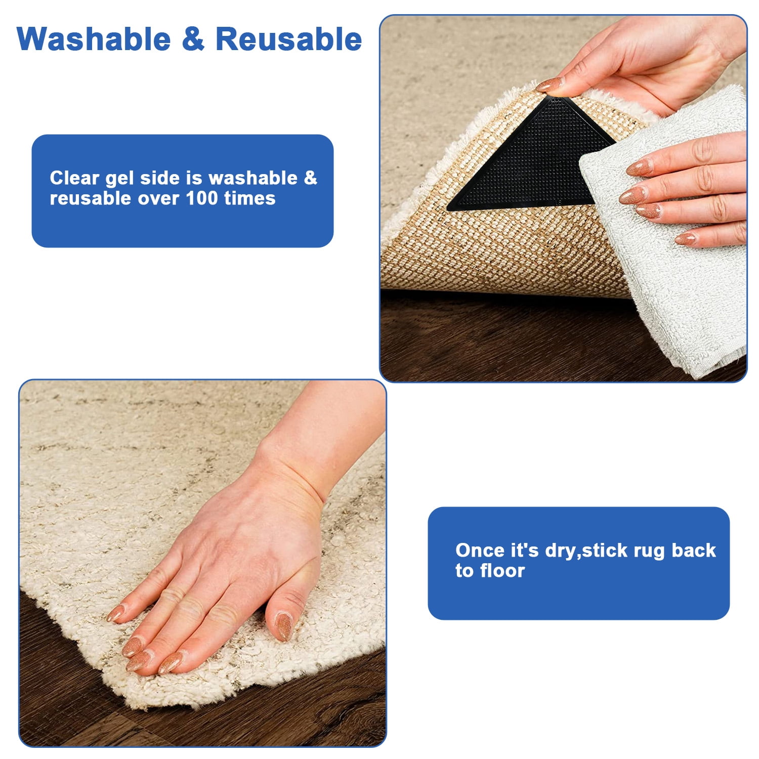  Stay Put Rug Non-Slip SAFETY GRIPS- Keeps rugs from lifting,  shifting or curling (4) : Home & Kitchen