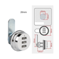thumbnail image 3 of Combination Cam - 2 cm/0.79 Inch Bolt Zinc Alloy Password Security Locks Bright Chrome Code for Case Cabinet (3 Products), 3 of 5