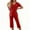 Loungewear-Red, variant on Gamivast Womens Pajama Sets Plus Size 3/4 Sleeve V Neck Shirts Capri Pants 2 Piece Pj Set Soft Comfy Solid Lounge Sets Casual Sleepwear