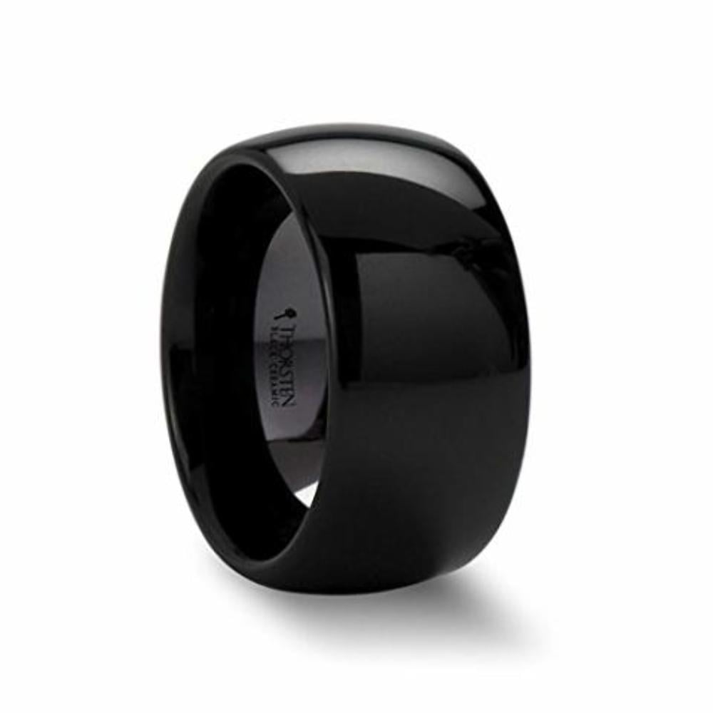 Thorsten Landon Domed Polish Finished Black Ceramic Ring 12mm Wide Wedding Band from Roy Rose Jewelry 