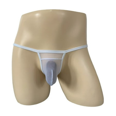 

Men Mesh Transparent Ice Silk Low Waist Stretch Thong Breathable Briefs