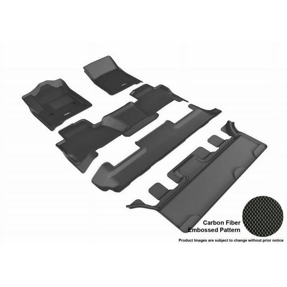 3D MAXpider 2015-2020 Fits GMC Yukon 2Nd Row Bucket Seats 1st Row 2nd Row 3rd Row Kagu Carbon Fiber Embossed Pattern Black Floor Mat L1GM01701509