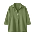 thumbnail image 4 of Elegyee Women's 3/4 Sleeve Loose Polo Shirt Casual Solid V Neck Collared Breathable Shirt, 4 of 4