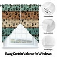 thumbnail image 6 of Swag Curtains Valances for Windows, Black Dog Paw Print Short Kitchen Window Curtains Over Sink, Rustic Turquise Brown Farmhouse Wood Cafe Curtains Panel Set Of 2,Rod Pocket, 36 Inches Length, 6 of 8