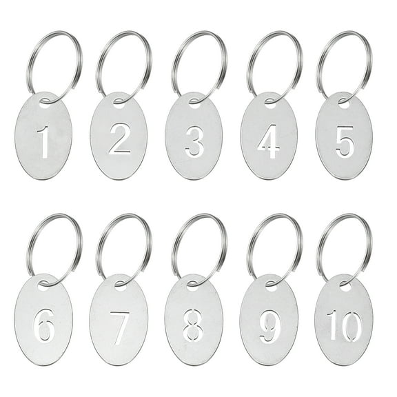 Uxcell Number Key Tag, Stainless Steel Number ID Tags Keychain Hollowed Identifiers Keys Label 1-10
