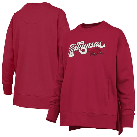 Women's Pressbox Cardinal Arkansas Razorbacks Bonanza Chenille Harper Script Sweatshirt