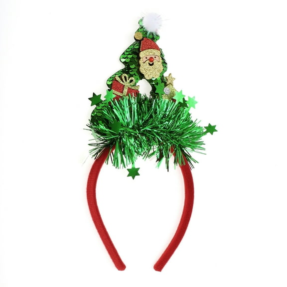 Unique Bargains Timeless Santa Claus Pattern Headband for Christmas 4.72" Green Red 1 Pc