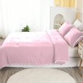 thumbnail image 4 of DNG Luxury 5 Piece Pom Pom Plain Pattern Comforter Set, 800 Thread Count, 100% Egyptian Cotton, White Vintage Pom-Pom Fringe Super Soft (Super King Size Light Pink Color), 4 of 9