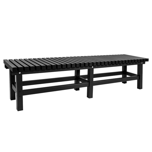 70 Inch Aluminum Backless Outdoor Bench, Weather-Resistant Garden Seating, Matte Black