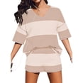 thumbnail image 3 of Jaimenalin Women'S Two Piece Sets Summer Lounge Sets Striped Shirts and Shorts Set Oversized Matching Outfit Color L, 3 of 9