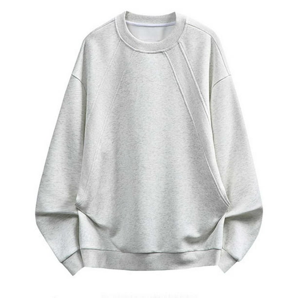 Blusas y camisas de manga larga con cuello redondo para hombre, estilo casual, de color liso, con cordón ajustable, sudaderas con capucha de manga larga, blusa de poliéster para hombre