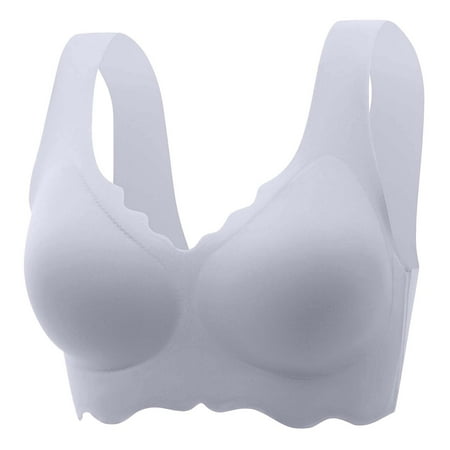 XFLWAM Women s Seamless Bra Wavy Wireless Full Coverage Padded Smoothing No Underwire Comfort V Neck Bralettes with Support