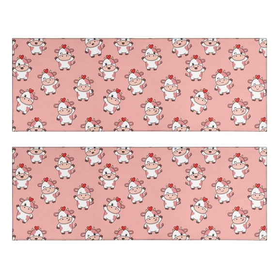Kitchen Rugs Sets Of 2,Pink Cow Heart Pattern Anti Fatigue Kitchen Mat Rugs Non Slip Washable,Decorative Kitchen Floor Mats for Kitchen,Sink,Laundry,17"X47"