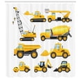 thumbnail image 3 of Ambesonne Cartoon Shower Curtain, Construction Vehicles, 69"Wx84"L, Earth Yellow Black, 3 of 3
