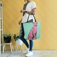 thumbnail image 4 of FORMRS Womens Canvas Tote Bag with Zipper Inner Pocket Shoulder Handbag, Pink Cheetah, 4 of 7