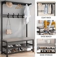 thumbnail image 6 of ANJORALA 4-in-1 Coat Rack with Bench, Industrial Entryway Hall Tree with 2 Tier Shoe Rack,Black, 6 of 12