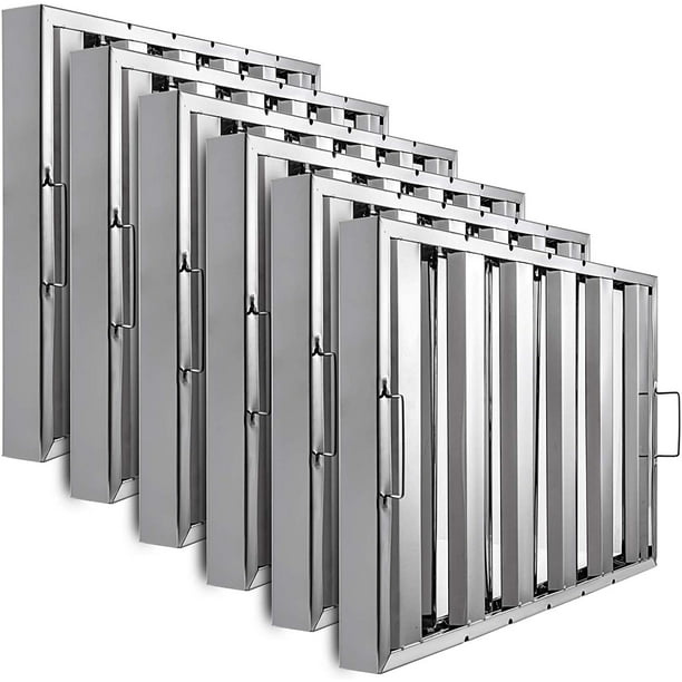 Vevor Set Of 6 Restaurant Hood Filter 24 5 X 15 5 Inch 430 Stainless Steel Hood Filter With 5 Grooves Range Hood Filter Walmart Com Walmart Com