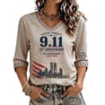 thumbnail image 2 of Women's 9/11 25th Anniversary Shirt, Never Forget Memorial Graphic V Neck 3/4 Sleeve Top, Patriotic Twin Towers 2001-2026 T-Shirt, 2 of 4