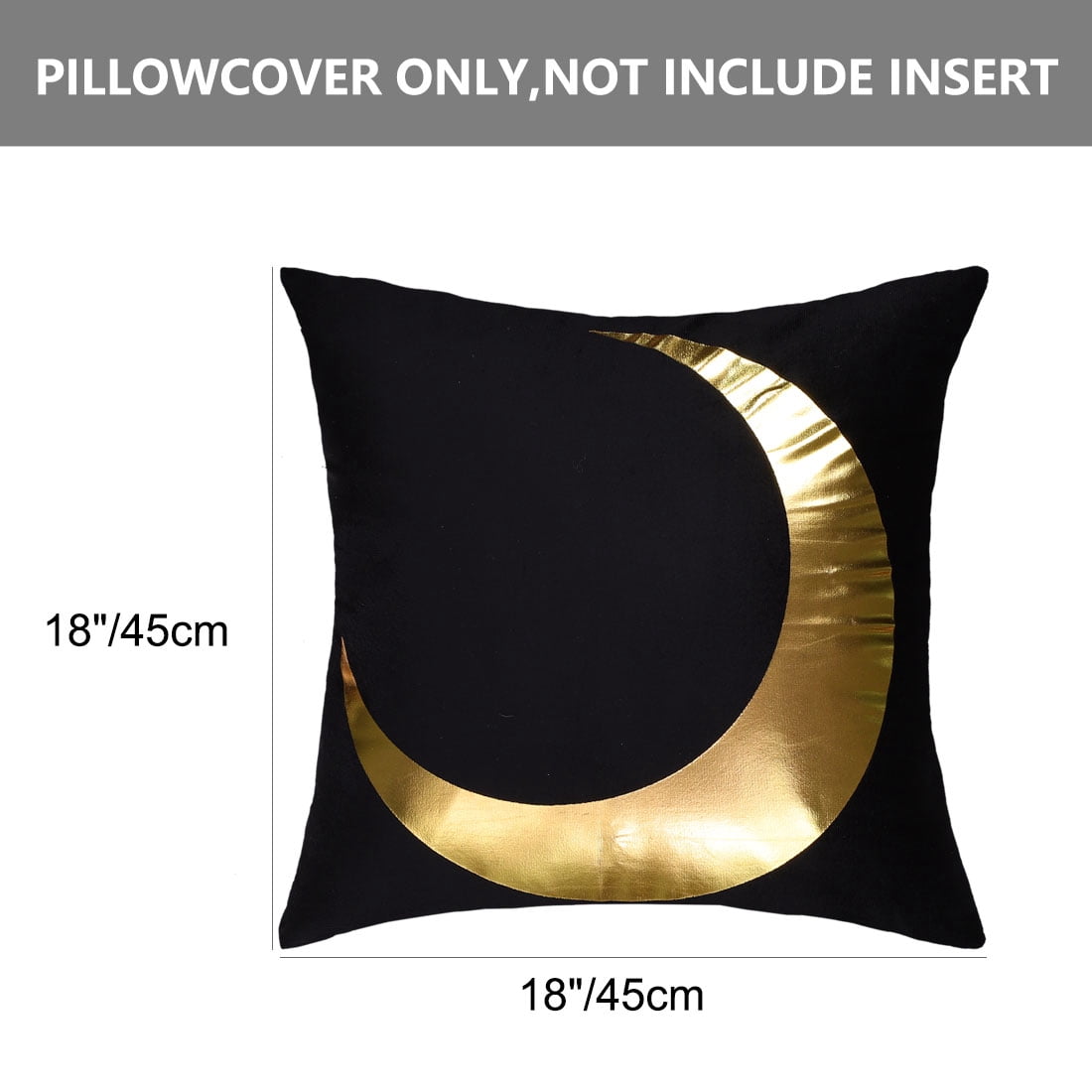 Unique Bargains Gold Foil Print Decorative Throw Pillow Cover 18" x 18" Black&Gold