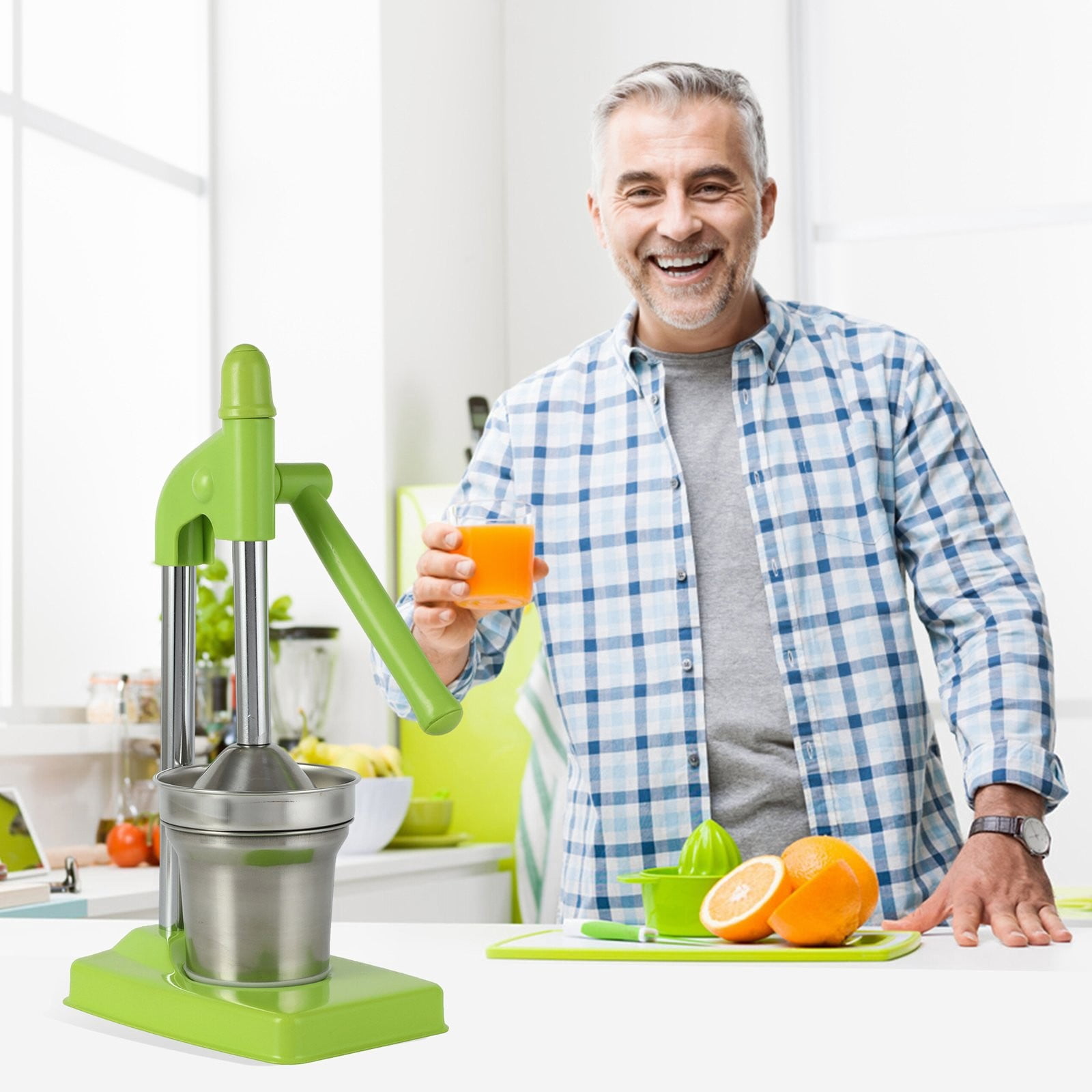 Centrifugal Juicer, Fdelink Stainless Steel Juicer Extra Large Commercial Grade Manual Hand Countertop Squeezer for Fresh Orange Juice