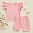 thumbnail image 3 of Bagilaanoe 2pcs Toddler Baby Girl Shorts Set Short Sleeve Letter Print T Shirt Tops + Shorts 6M 12M 18M 24M 3T Kids Casual Summer Clothes, 3 of 8